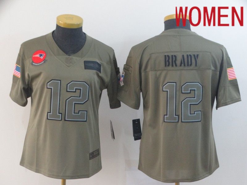 Women New England Patriots #12 Brady Nike Camo 2019 Salute to Service Limited NFL Jerseys->youth nfl jersey->Youth Jersey